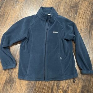 Columbia Women's Fleece Jacket Navy Blue‎ Full Zip (Tag 1X / Fits Medium) Hiking